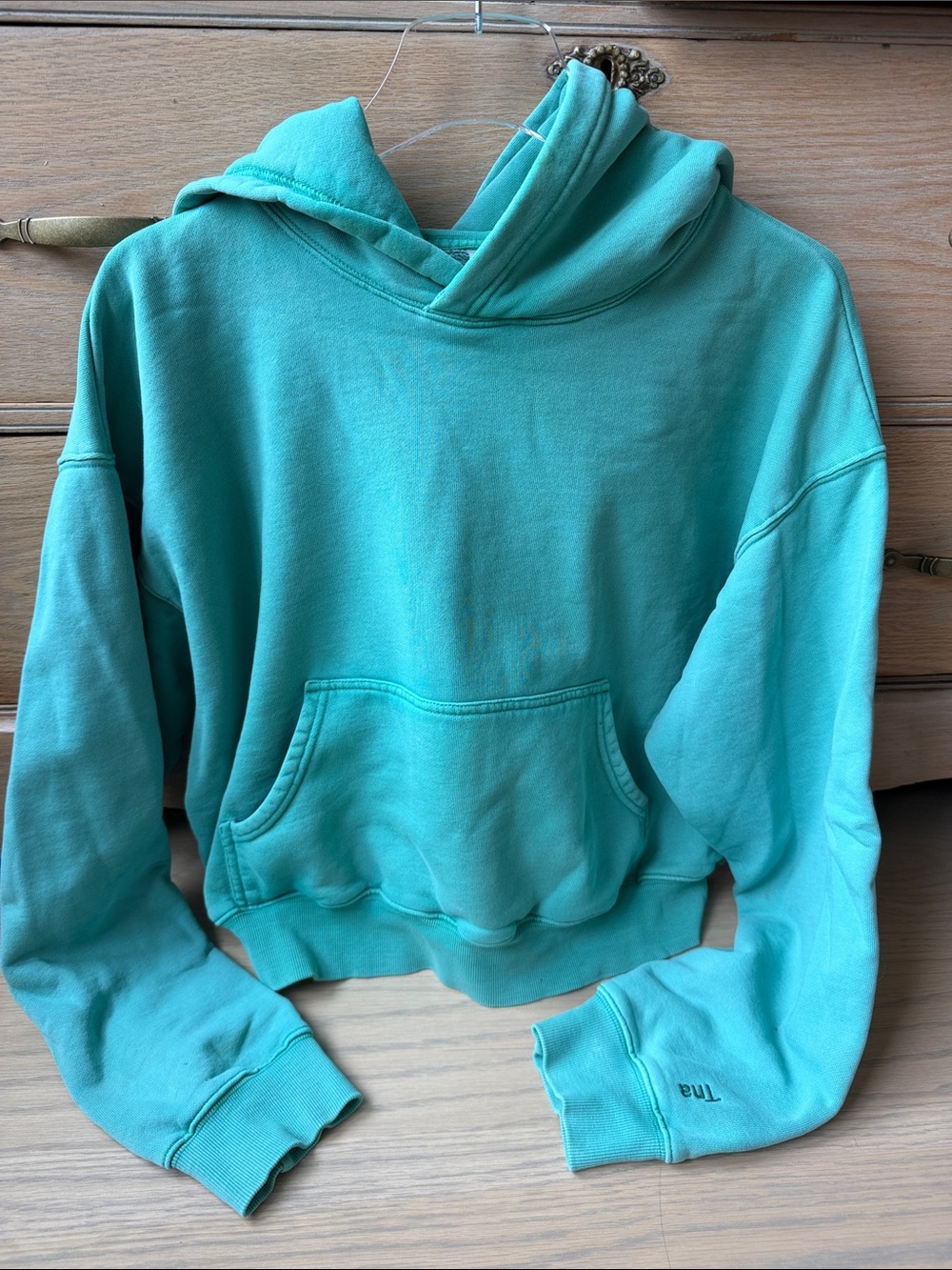 Aritzia COZY fleece boyfriend hoodie size m green